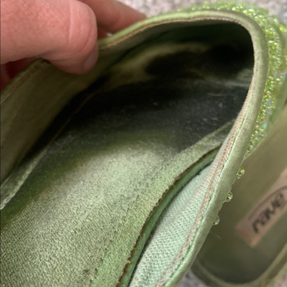 Vintage Rave Green Beaded Slip On Shoes - Picture 6 of 8